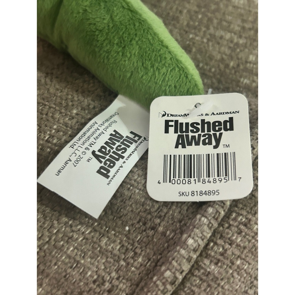DreamWorks Flushed Away Slug Plush Green Screaming Slug Toy NWT 2007 Aardman - Picture 5 of 6